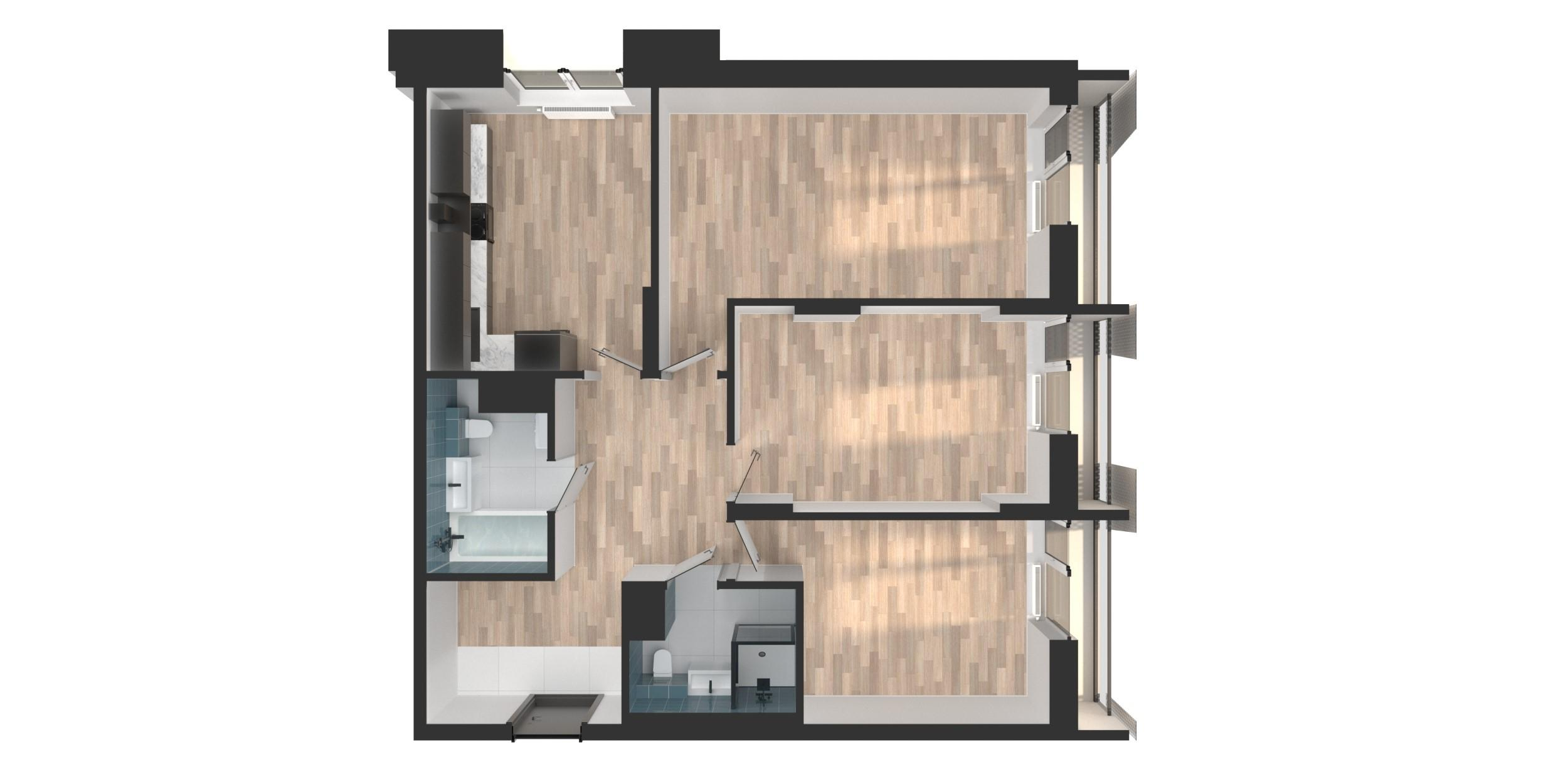 3-комнатная 84 м2 в ЖК Мой Ритм корпус null этаж 5
