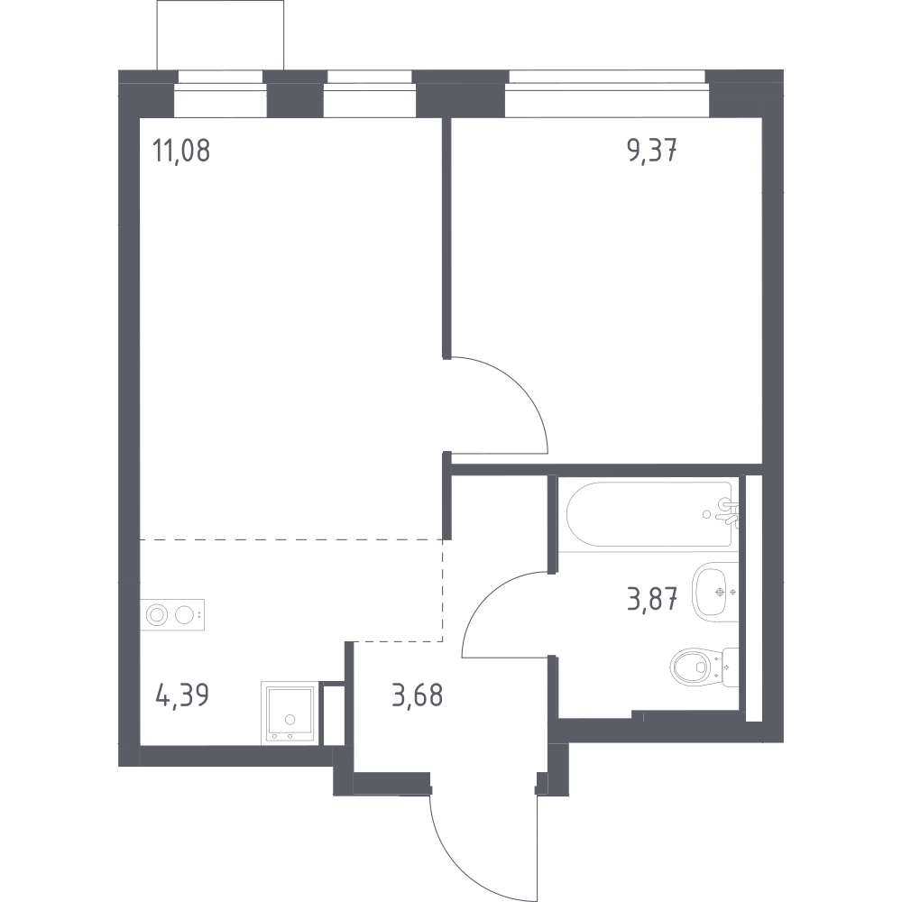 Студия 32 м2 в ЖК Подольские кварталы корпус null этаж 5