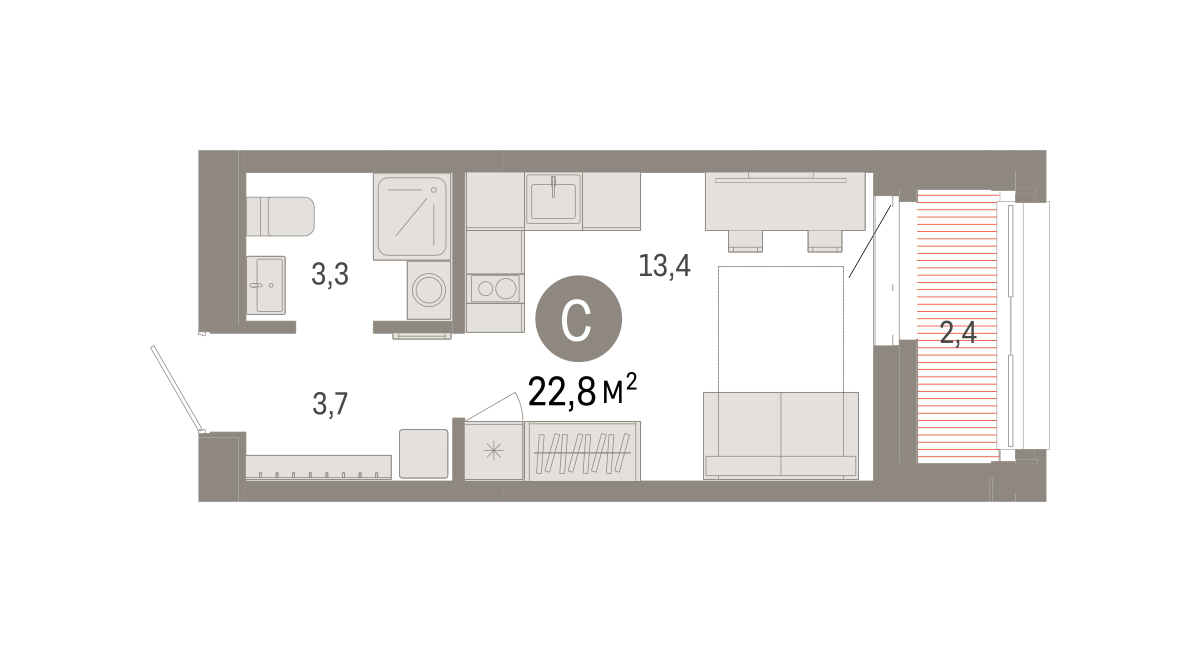 Студия 22 м2 в ЖК Квартал Нефть корпус null этаж 5