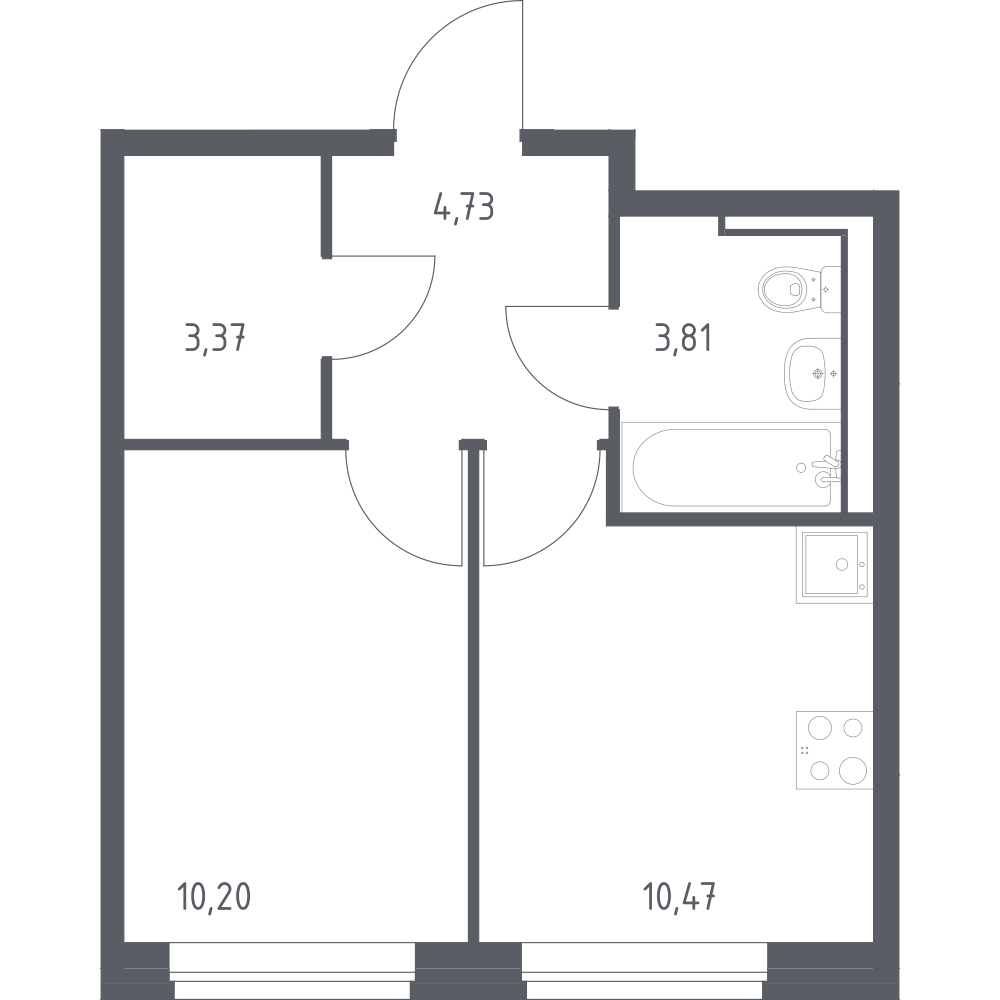 1-комнатная 32 м2 в ЖК Молжаниново корпус null этаж 1