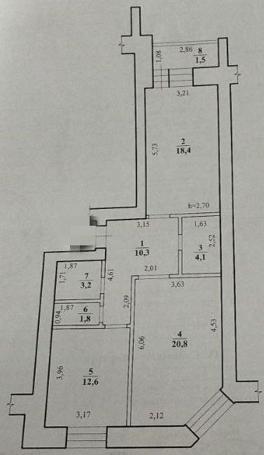 2-комнатная 72.7 м2 в ЖК undefined корпус null этаж 8