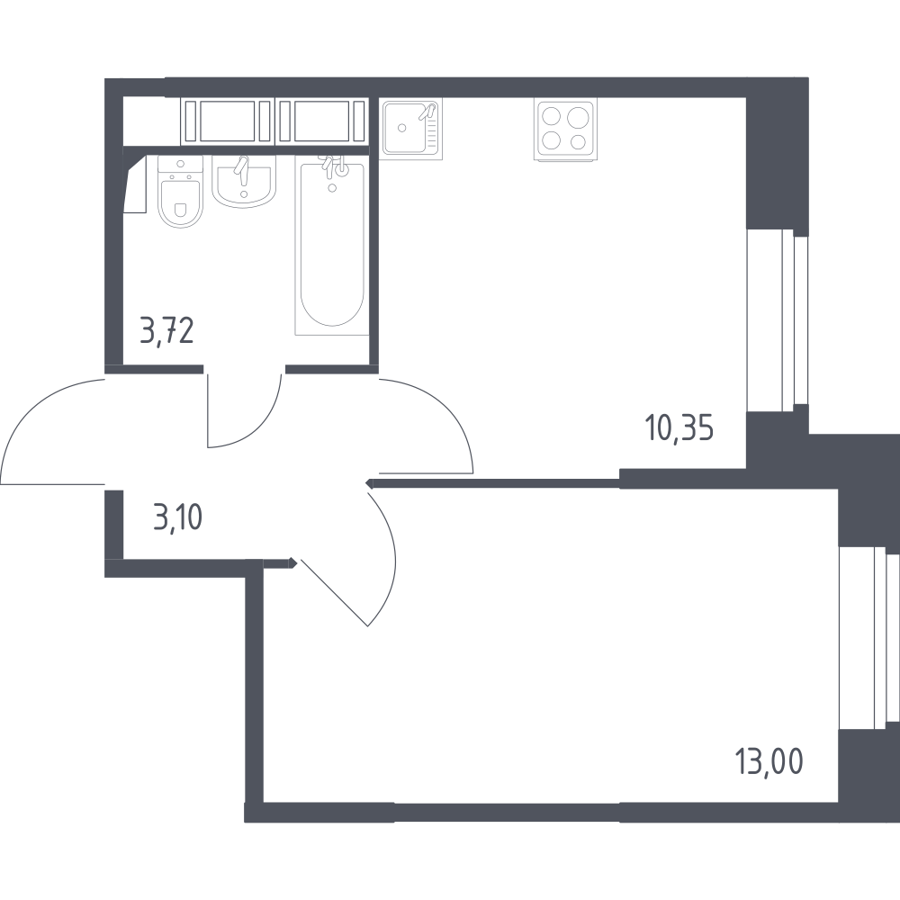 1-комнатная 30 м2 в ЖК Новое Колпино корпус null этаж 2