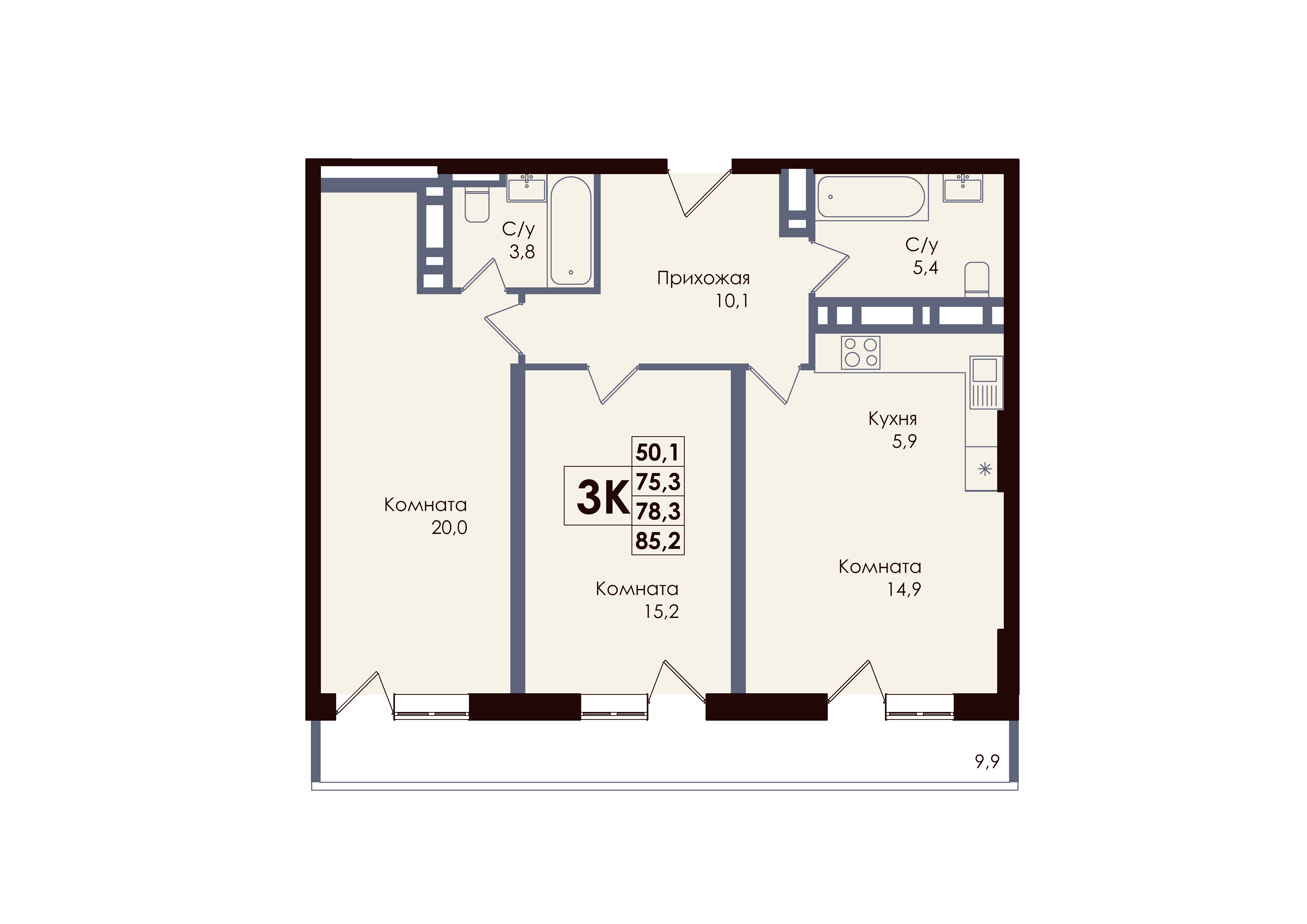 Студия 80 м2 в ЖК ACADEMIA корпус null этаж 14