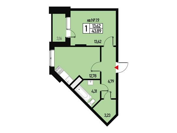 1-комнатная 40 м2 в ЖК Борисоглебское корпус null этаж 3