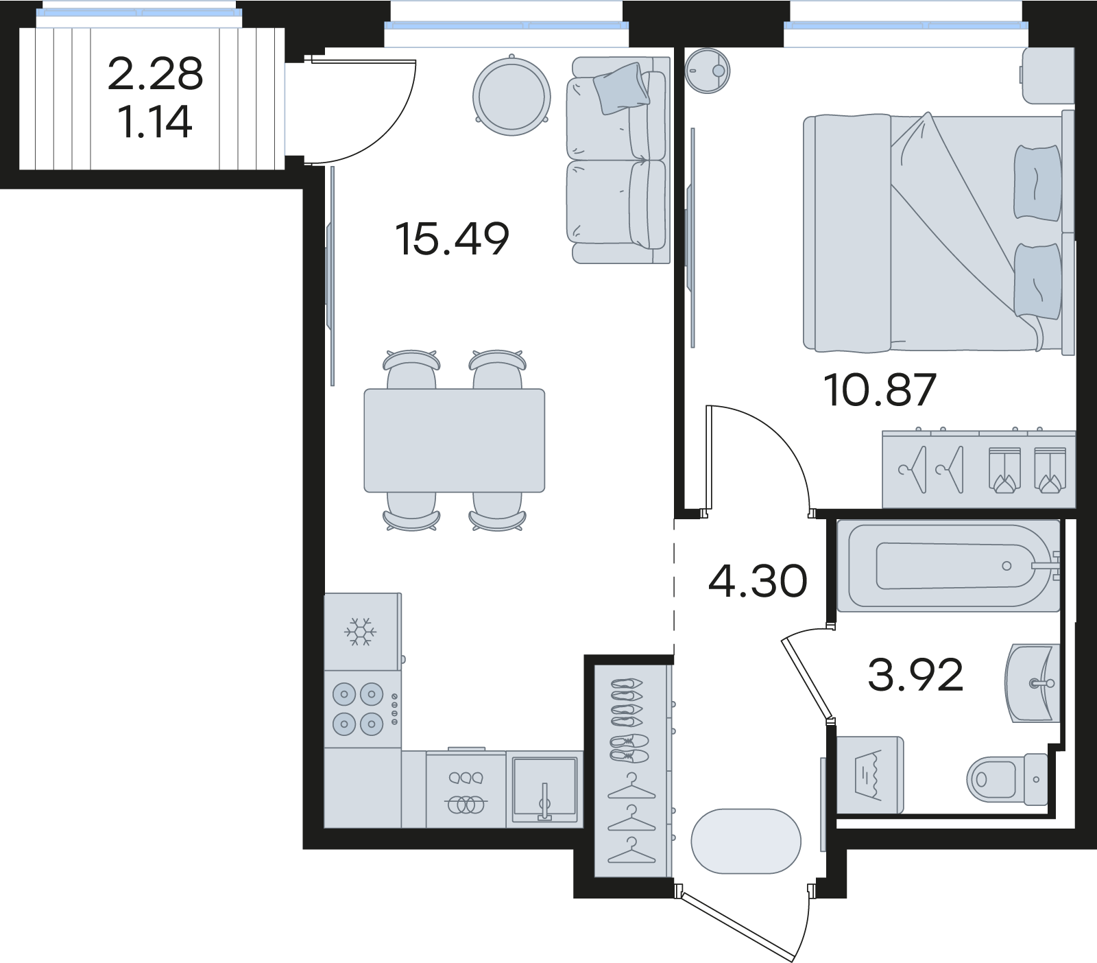 1-комнатная 35 м2 в ЖК Новинки корпус null этаж 8
