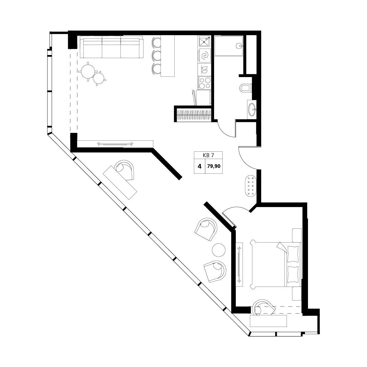 3-комнатная 79 м2 в ЖК Аксис Центр корпус null этаж 12