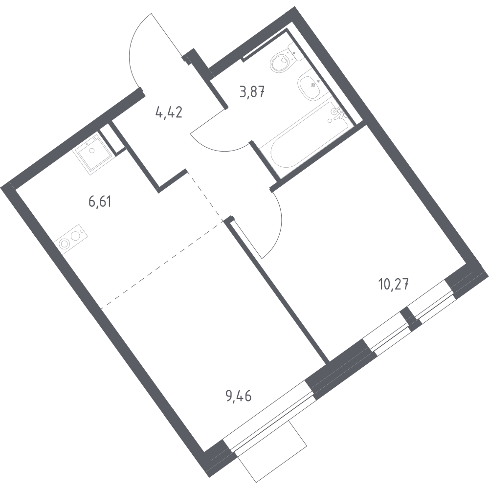 Студия 34 м2 в ЖК Молжаниново корпус null этаж 2