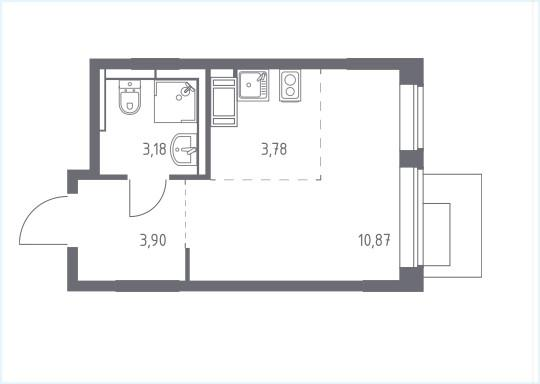 Студия 21.7 м2 в ЖК undefined корпус null этаж 9