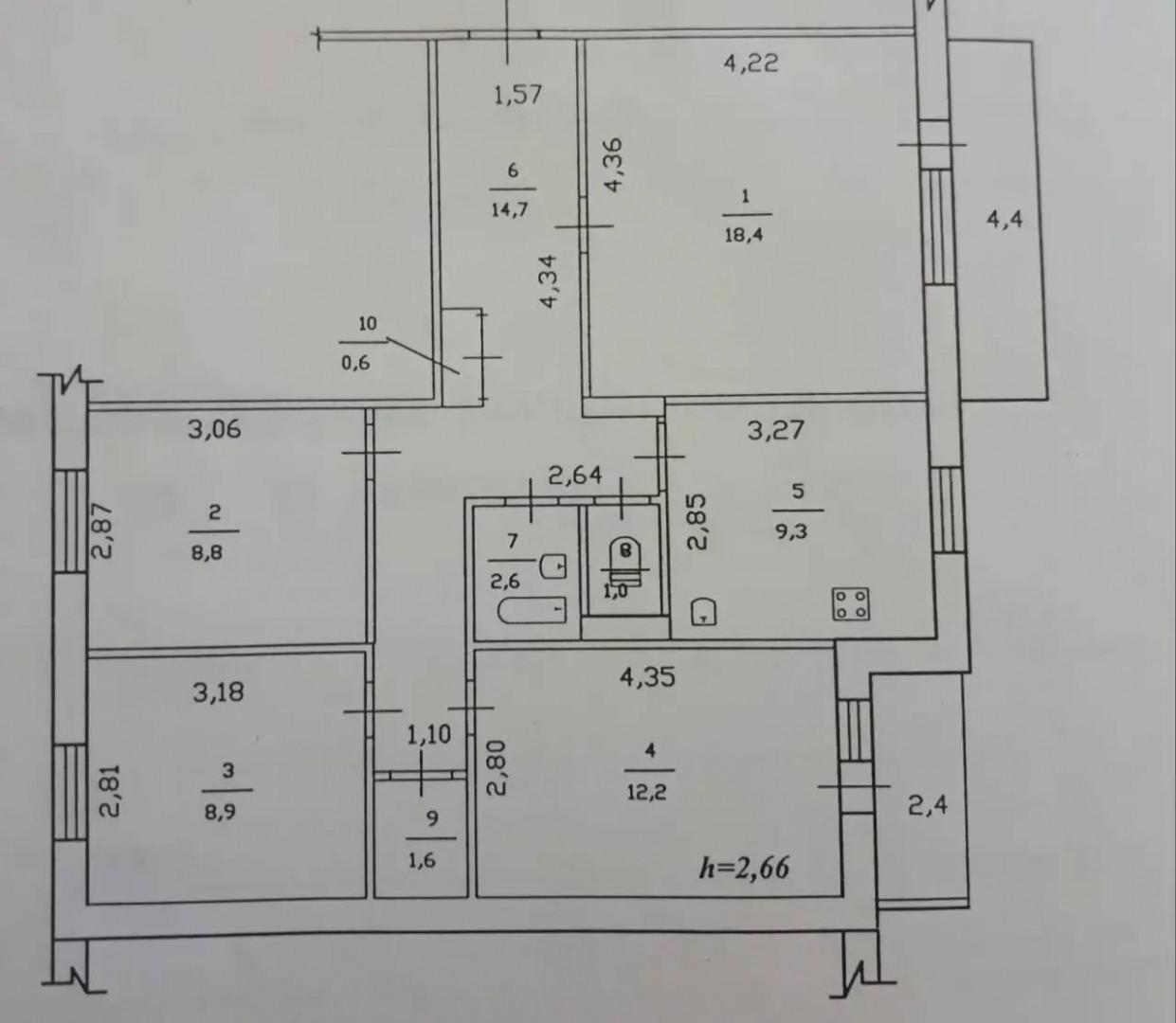 4-комнатная 78.1 м2 в ЖК undefined корпус null этаж 9