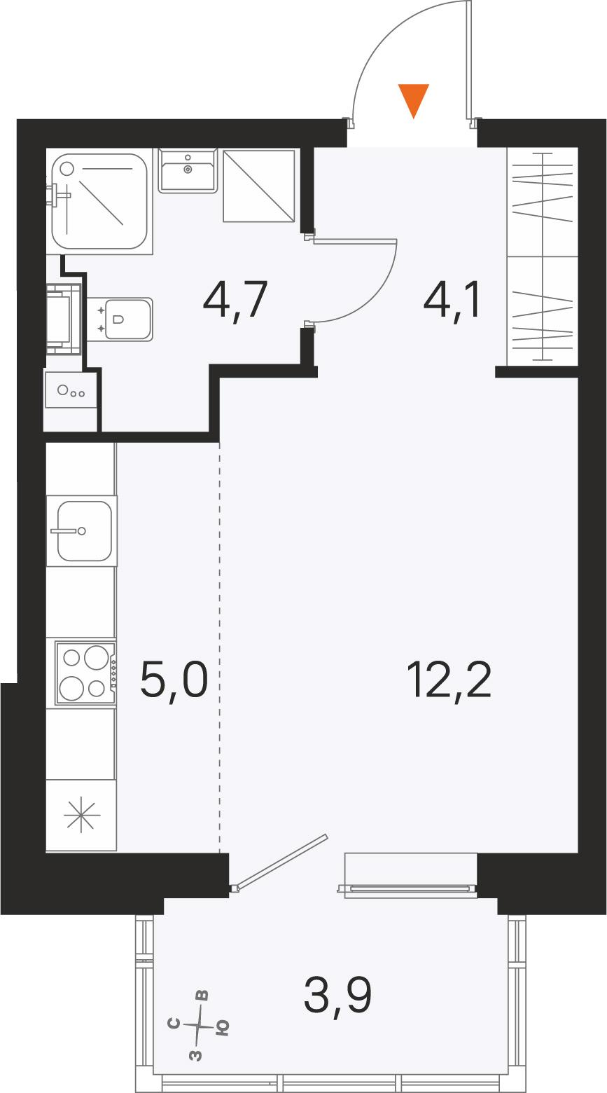 Студия 27 м2 в ЖК М36 корпус null этаж 2