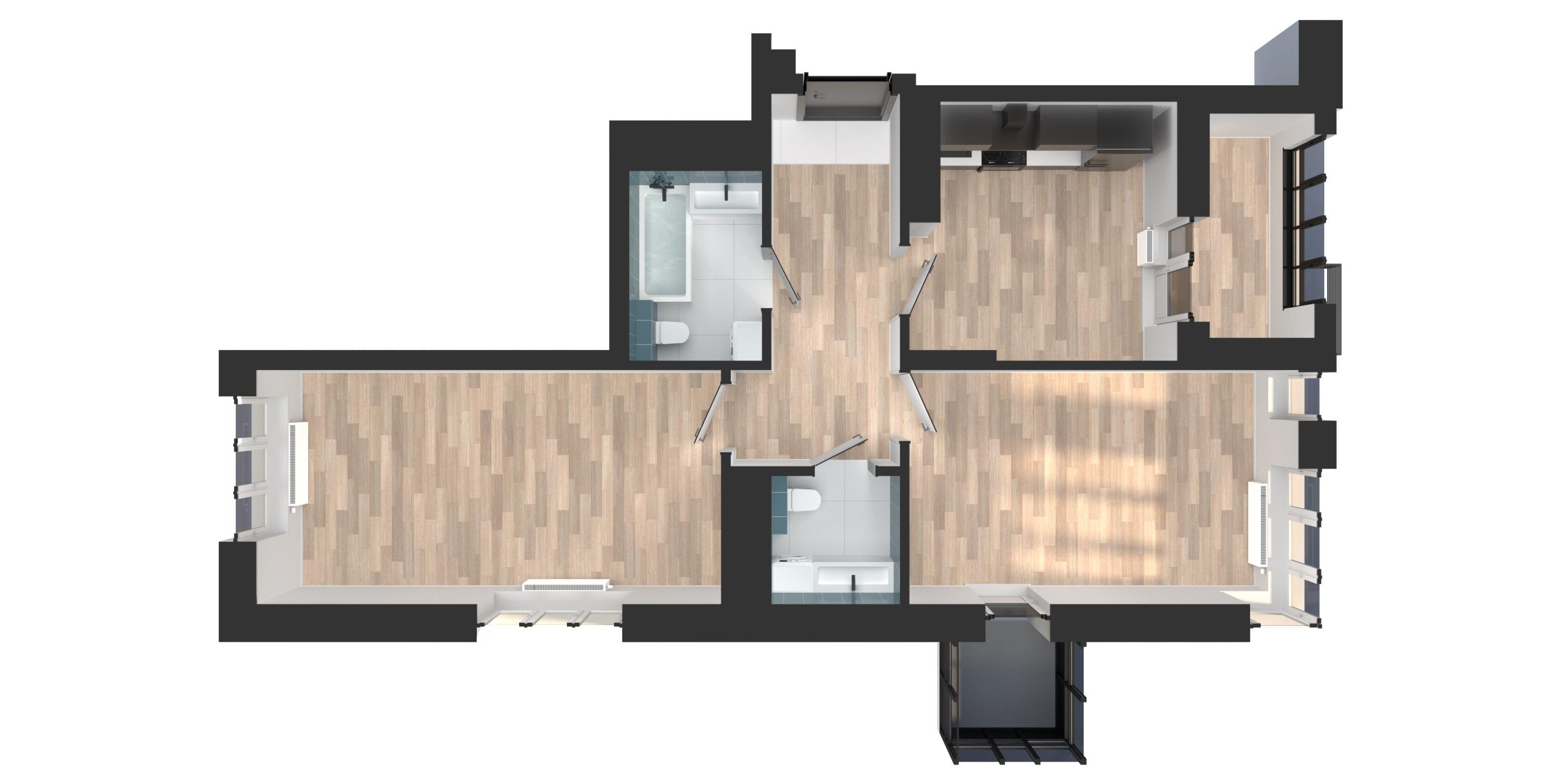 2-комнатная 61 м2 в ЖК Солнечный город корпус null этаж 6