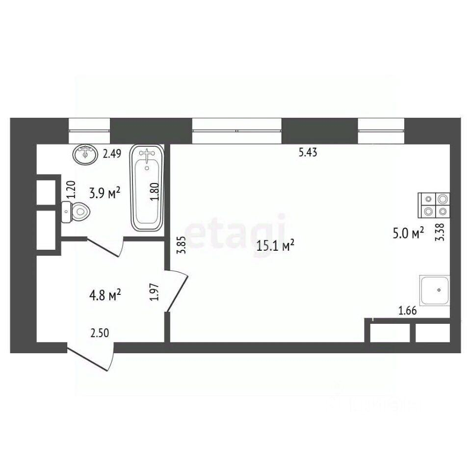 Студия 28.8 м2 в ЖК undefined корпус null этаж 20