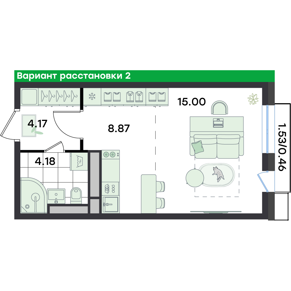 Студия 32 м2 в ЖК G3 Театральный корпус null этаж 3