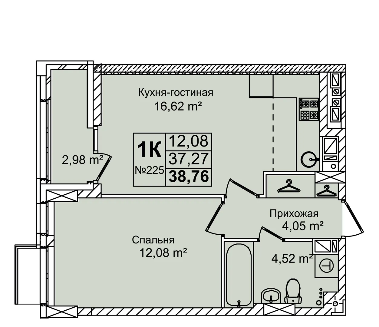 2-комнатная 38 м2 в ЖК Авиатор корпус null этаж 8