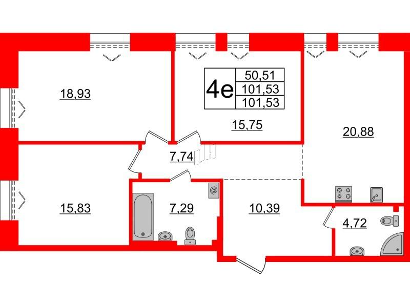 3-комнатная 101 м2 в ЖК Imperial Club корпус null этаж 2