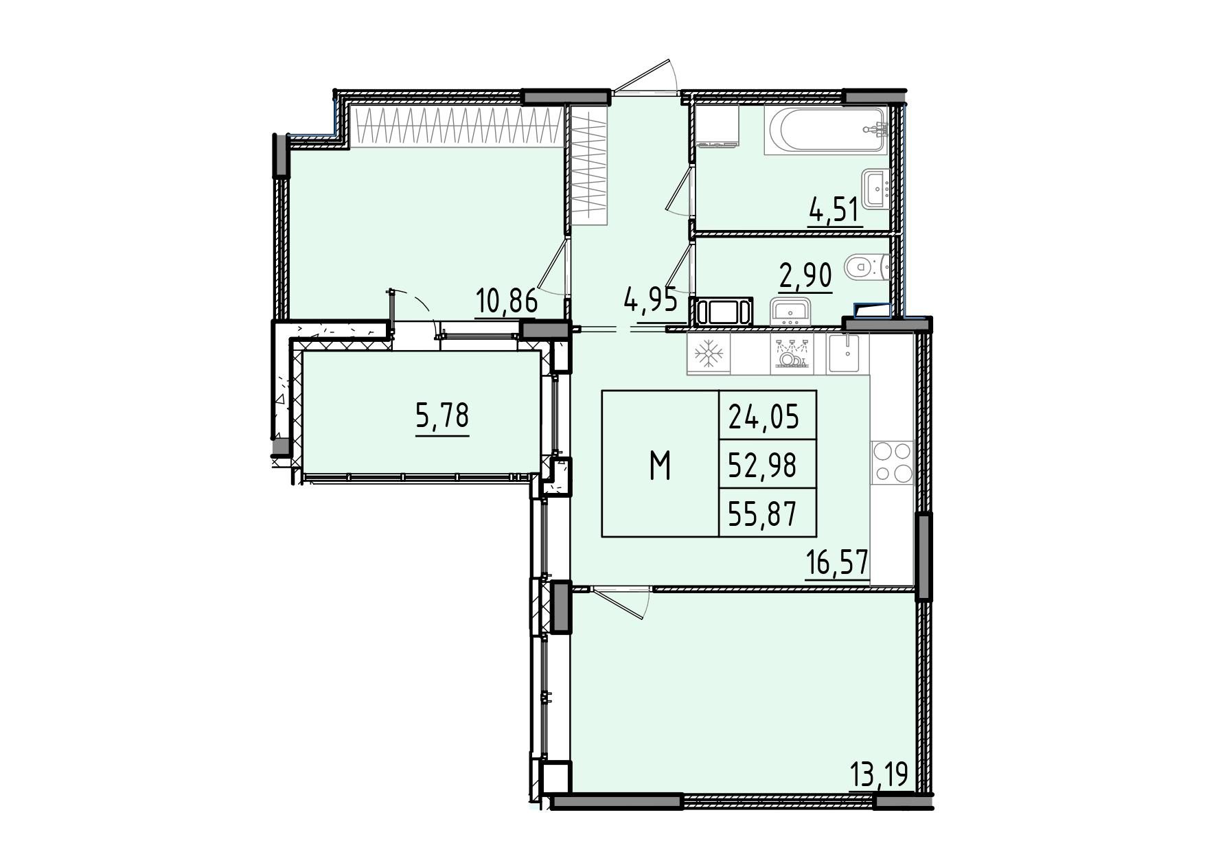 Студия 55 м2 в ЖК Аквилон RekaPark корпус null этаж 3