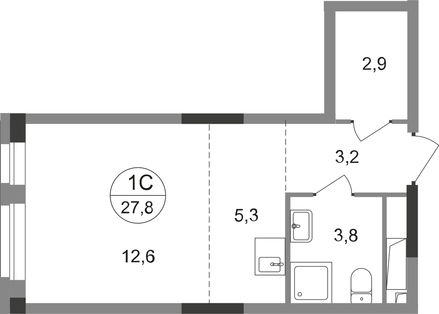 Студия 27 м2 в ЖК Первый Московский корпус null этаж 5