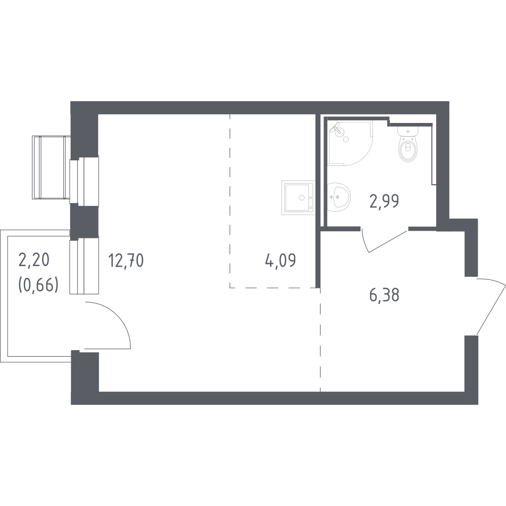 Студия 26 м2 в ЖК Рублёвский Квартал корпус null этаж 3