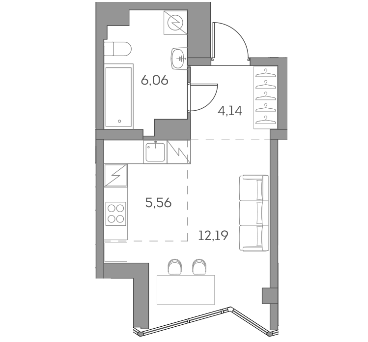 Студия 27 м2 в ЖК Аквилон Бисайд 2.0 корпус null этаж 24