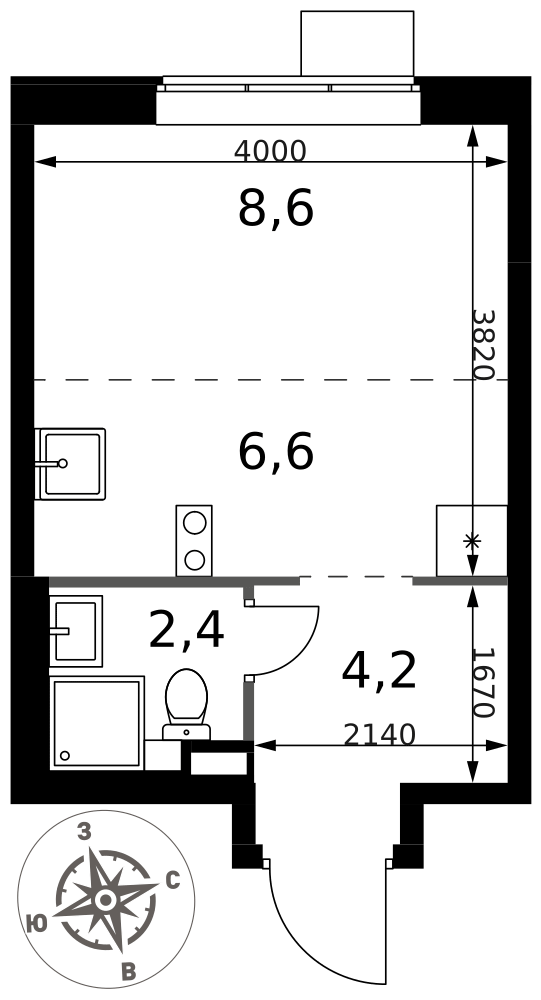 Студия 21 м2 в ЖК 1-й Химкинский корпус null этаж 2