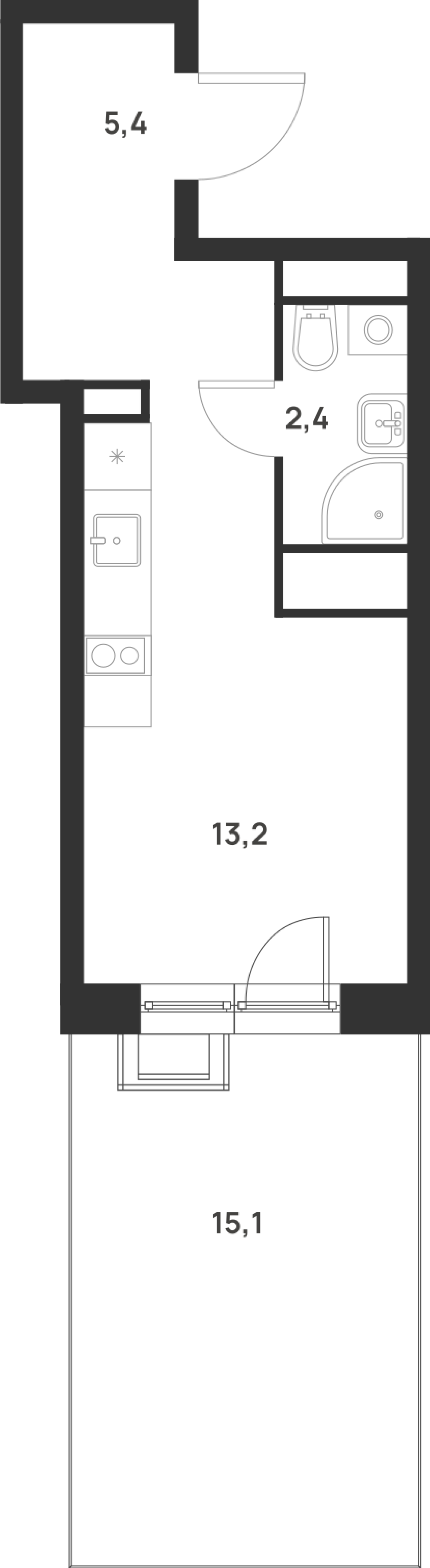 Студия 25 м2 в ЖК Форевиль корпус null этаж 2