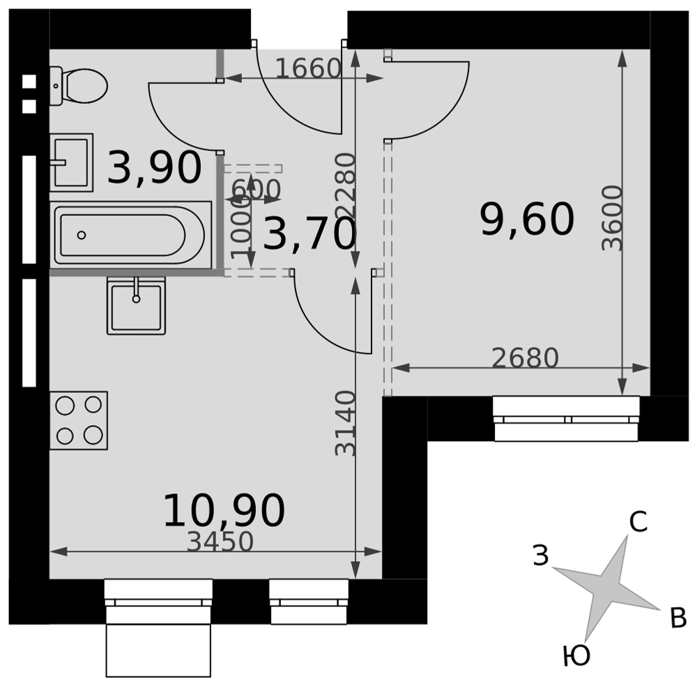 1-комнатная 28 м2 в ЖК Апрелевка Клаб корпус null этаж 5