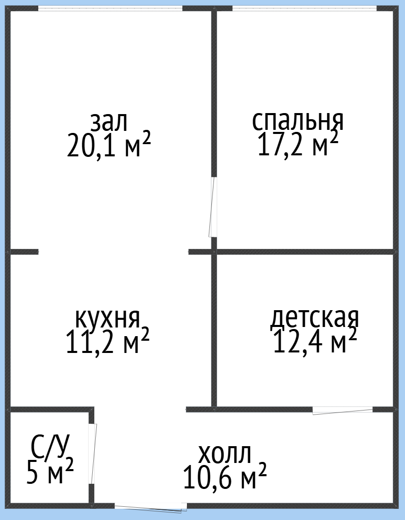 3-комнатная 76.7 м2 в ЖК undefined корпус null этаж 11