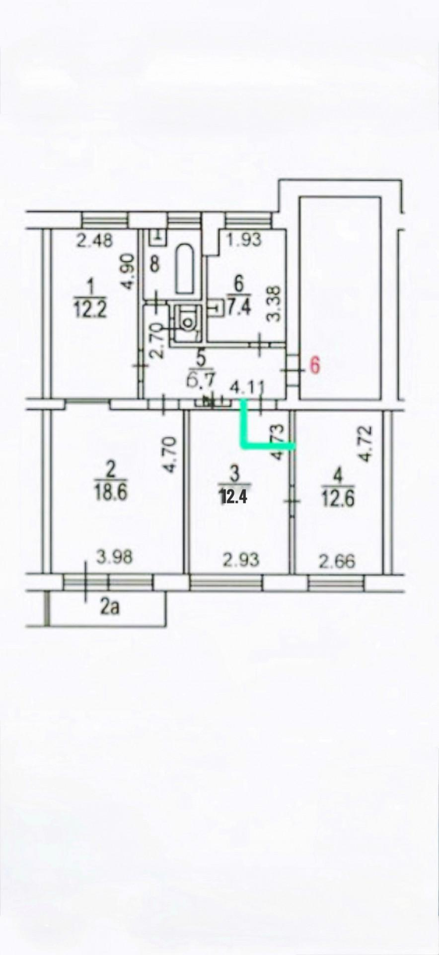 4-комнатная 76.1 м2 в ЖК undefined корпус null этаж 3