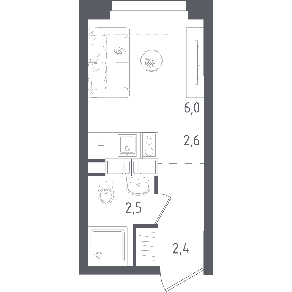 Студия 13 м2 в ЖК Ольховый Квартал корпус null этаж 13