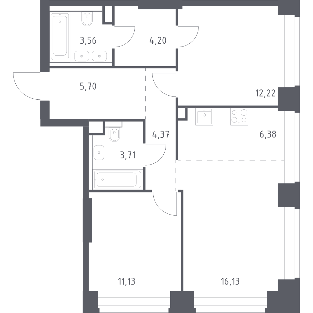 Студия 67 м2 в ЖК NOVA корпус null этаж 2