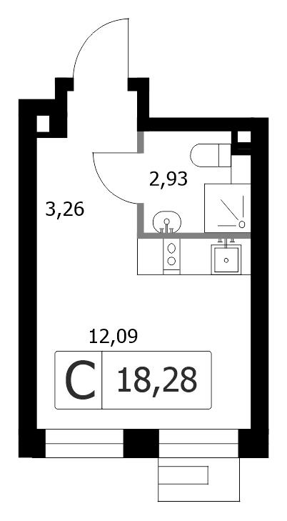 Студия 18 м2 в ЖК Smart Garden корпус null этаж 5