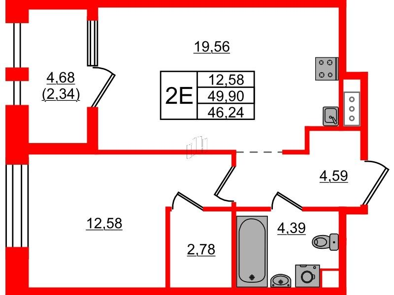 1-комнатная 46 м2 в ЖК Знатный корпус null этаж 6