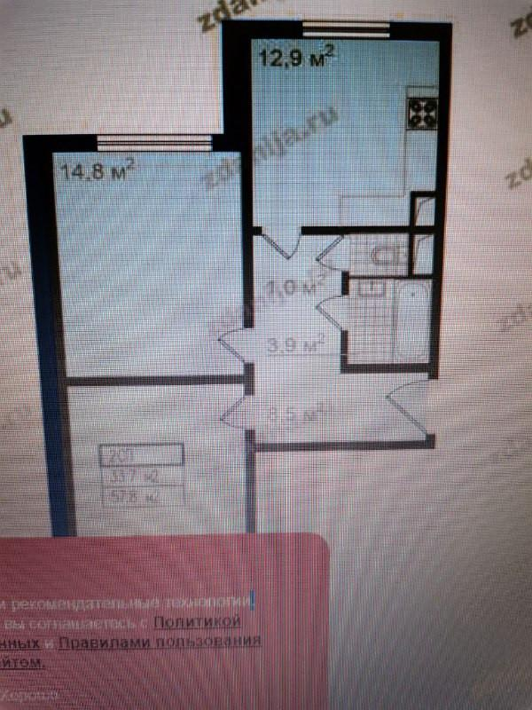 2-комнатная 58.3 м2 в ЖК undefined корпус null этаж 6