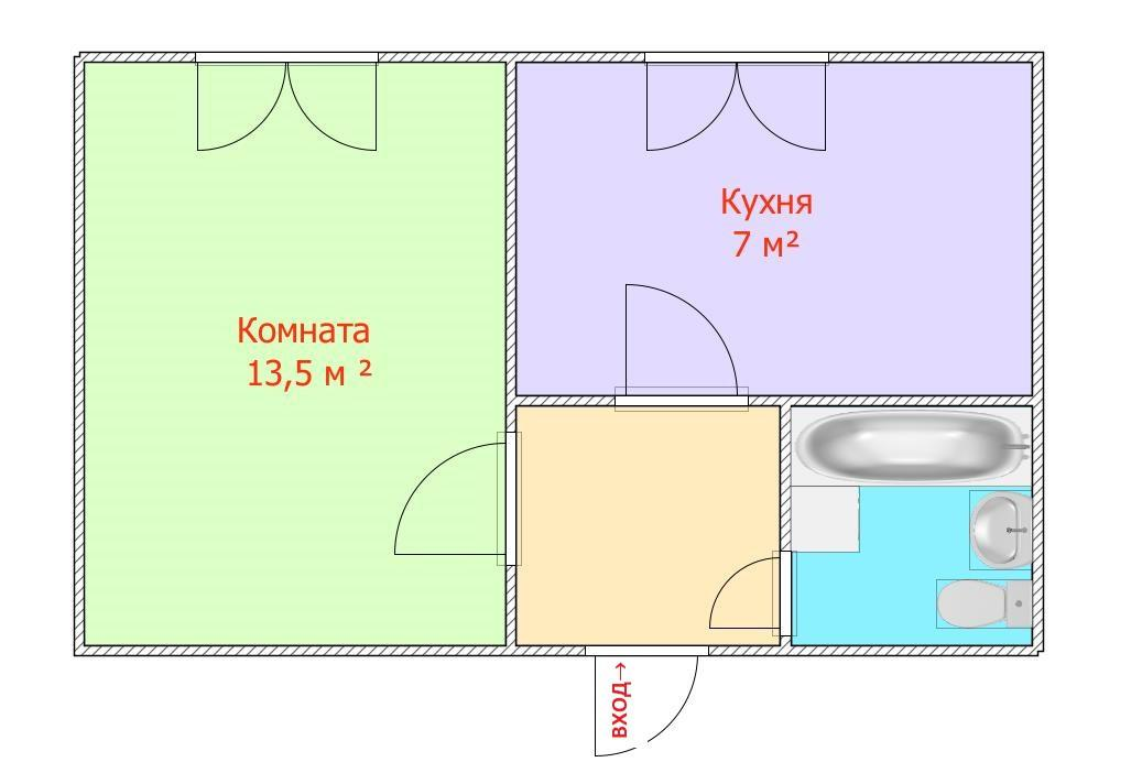 1-комнатная 25.9 м2 в ЖК undefined корпус null этаж 1
