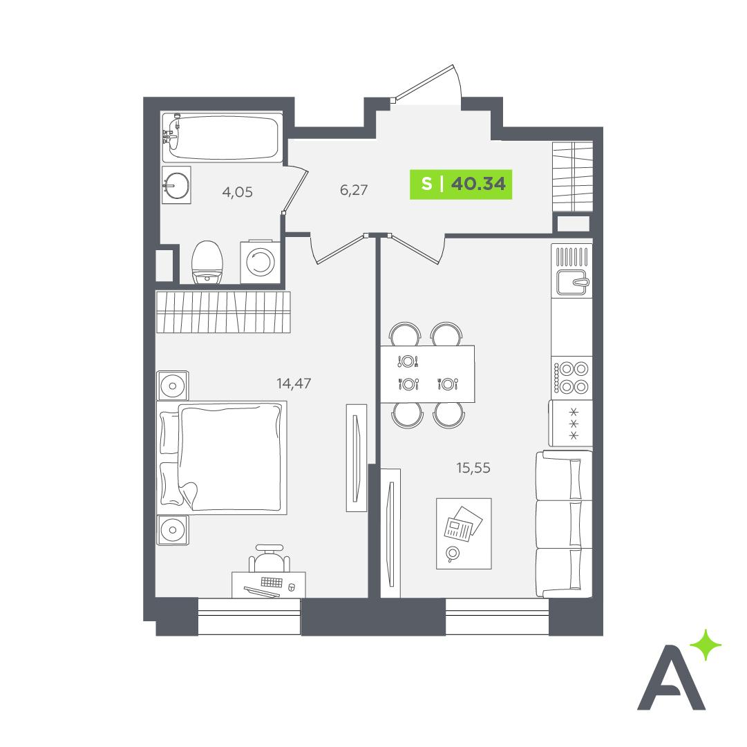 Студия 39 м2 в ЖК Аквилон STORIES корпус null этаж 1