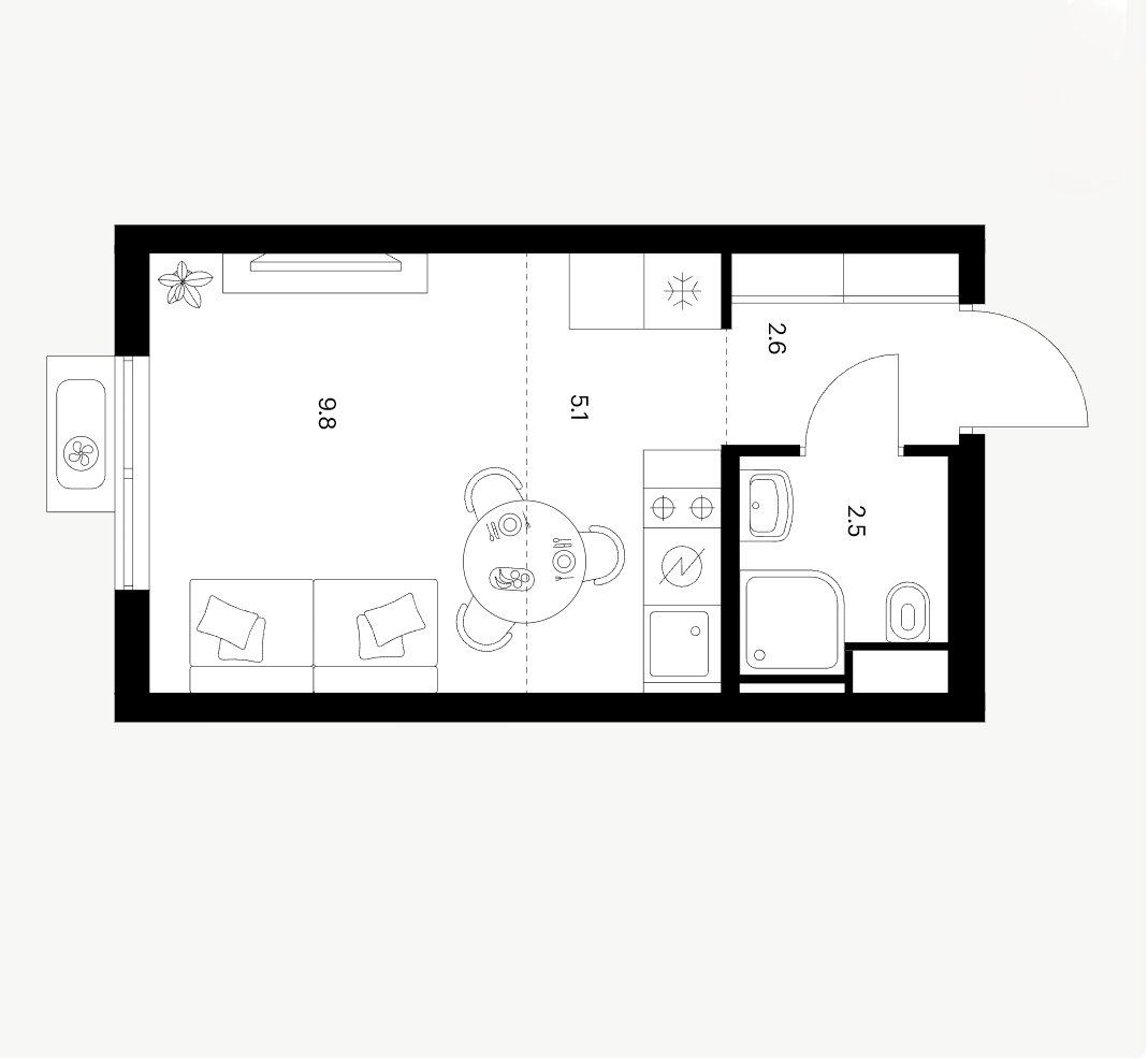 Студия 20 м2 в ЖК undefined корпус null этаж 12