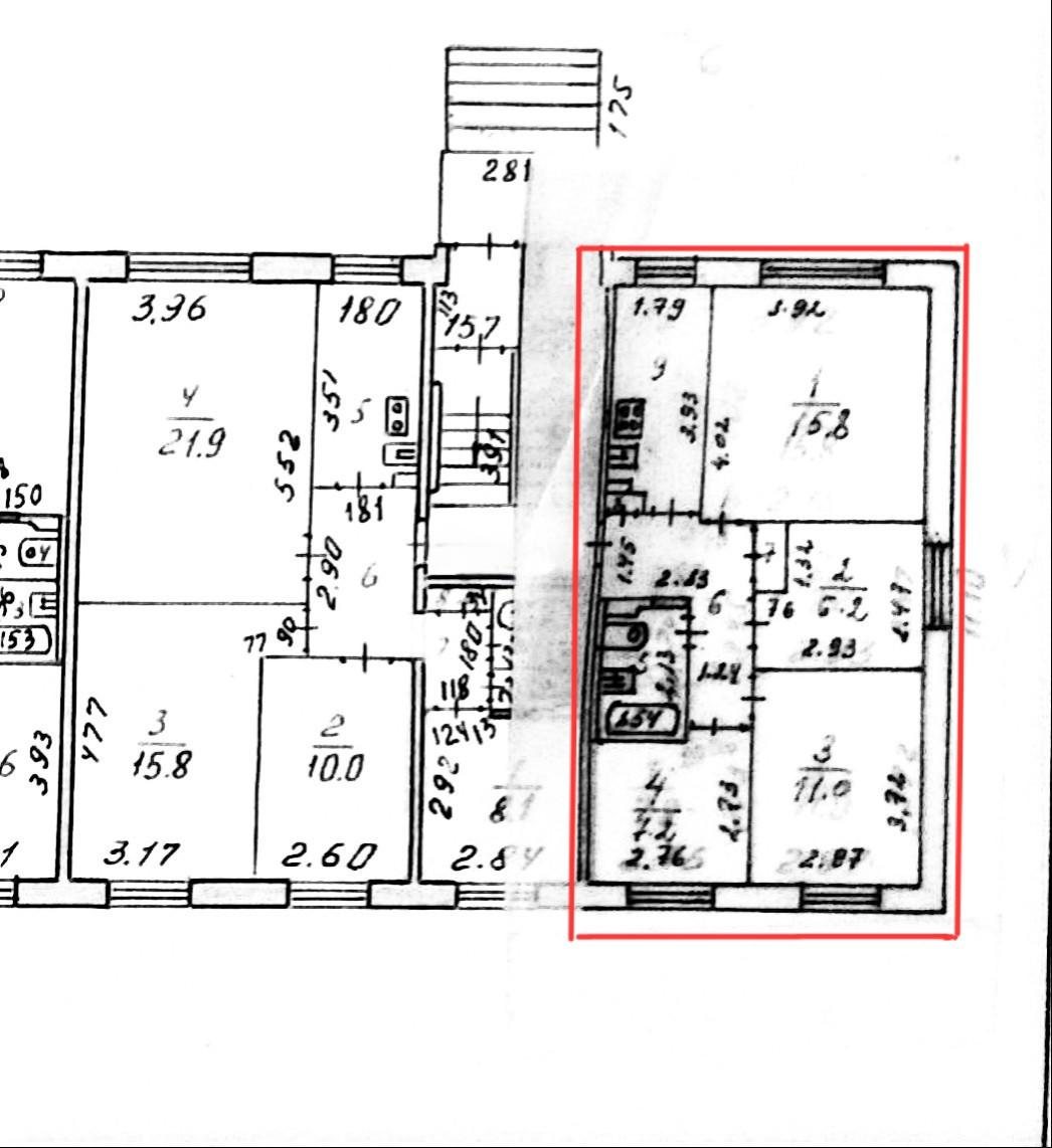 4-комнатная 57.9 м2 в ЖК undefined корпус null этаж 1