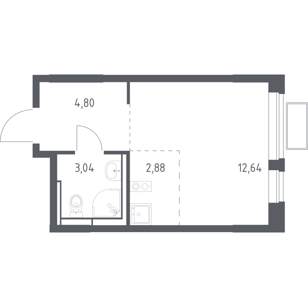 Студия 23 м2 в ЖК Новое Видное корпус null этаж 13