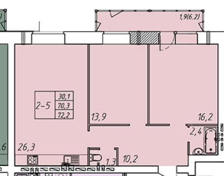3-комнатная 72.2 м2 в ЖК undefined корпус null этаж 5