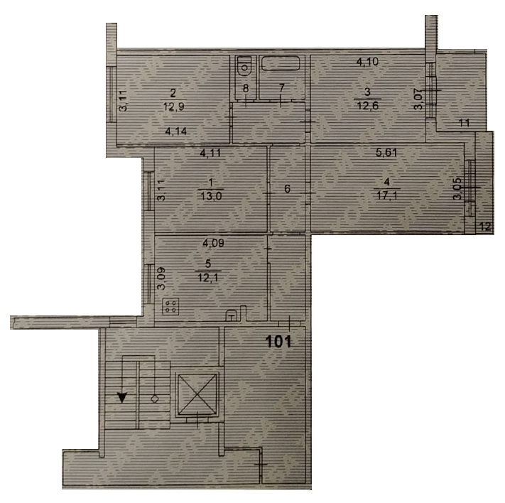 4-комнатная 84.7 м2 в ЖК undefined корпус null этаж 6