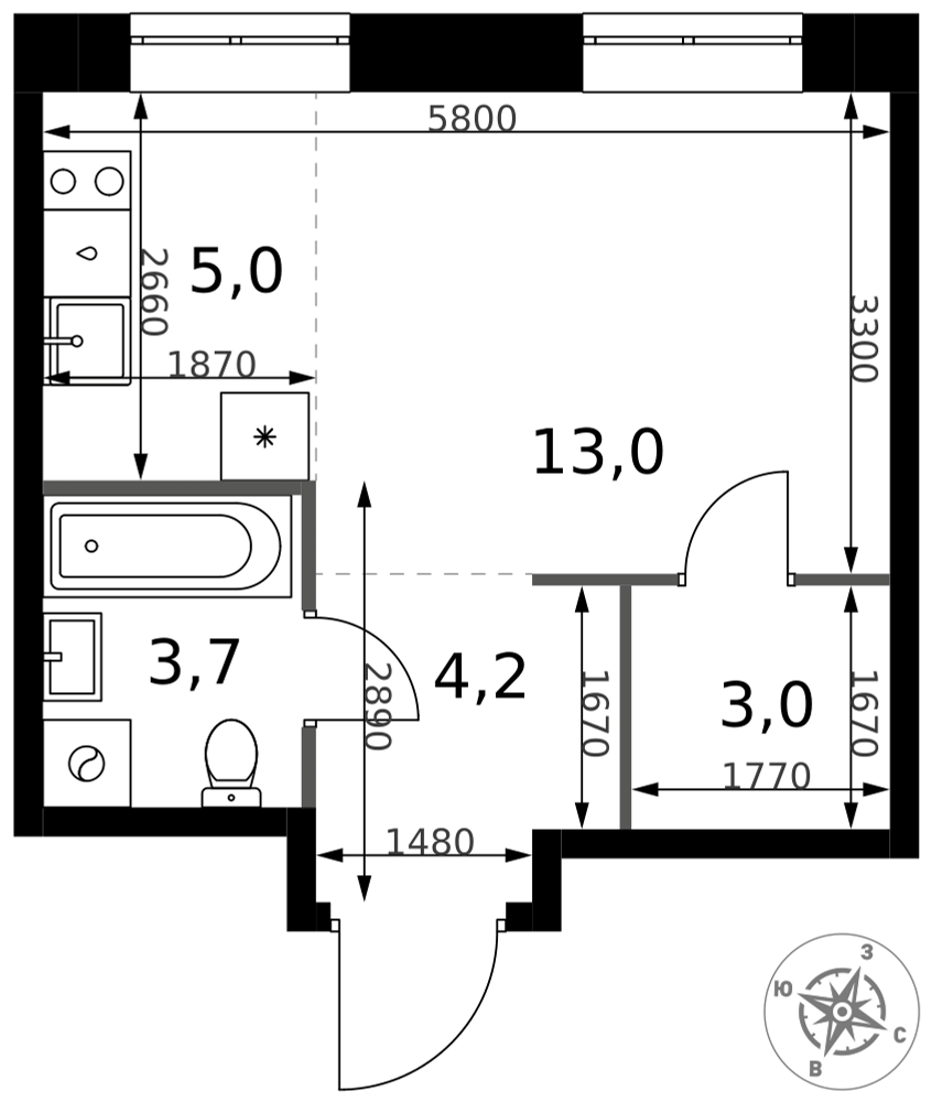 Студия 28 м2 в ЖК 1-й Измайловский корпус null этаж 28