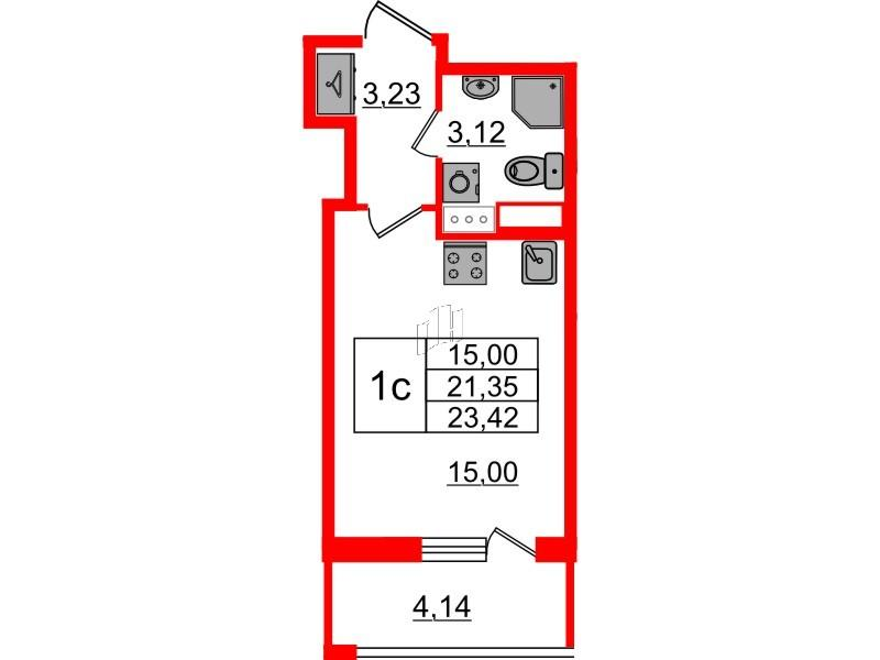 Студия 21 м2 в ЖК Бионика Заповедная корпус null этаж 6