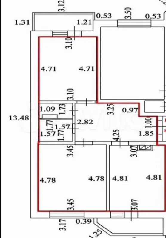 2-комнатная 61.2 м2 в ЖК undefined корпус null этаж 14