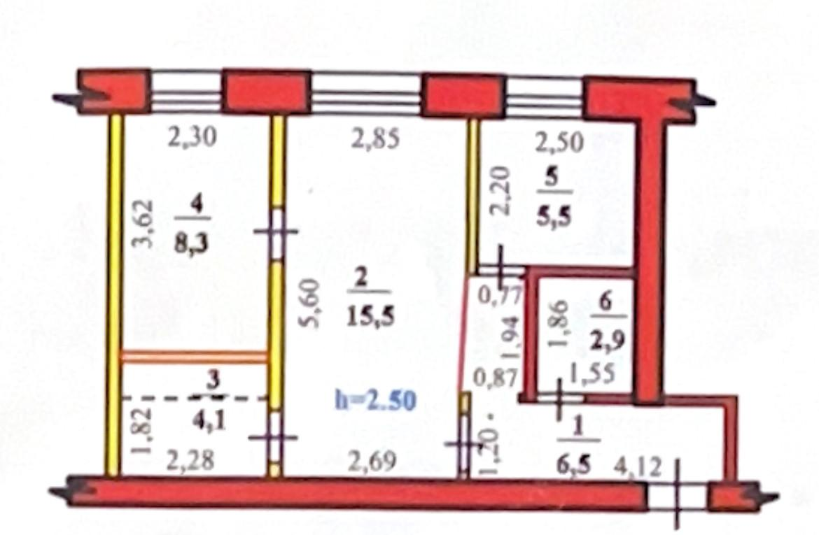 2-комнатная 42.8 м2 в ЖК undefined корпус null этаж 1