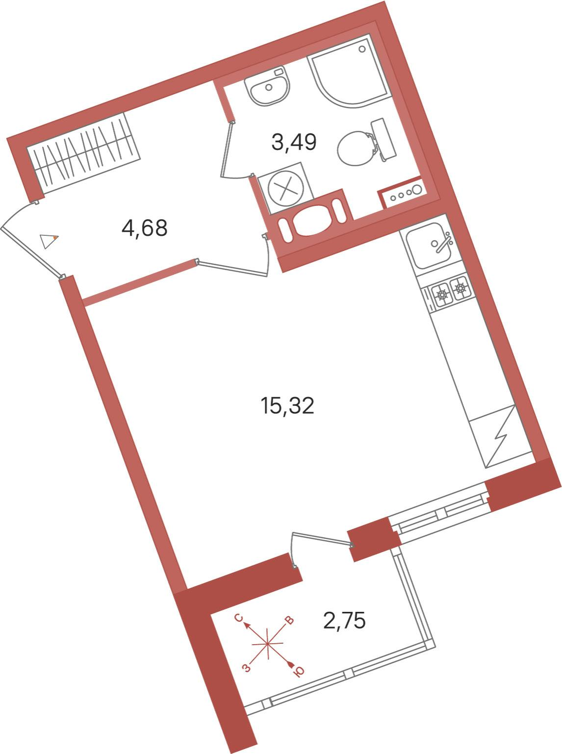 Студия 24 м2 в ЖК ПАТИО. Уютный квартал корпус null этаж 2