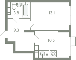 1-комнатная 35 м2 в ЖК Ново-Молоково корпус null этаж 6