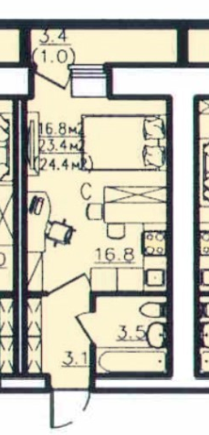 Студия 24.4 м2 в ЖК undefined корпус null этаж 10