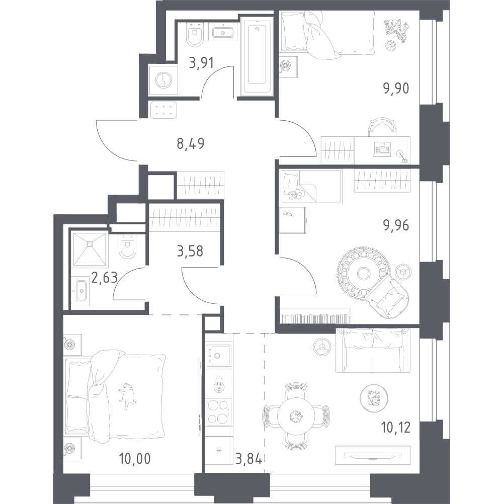 Студия 62 м2 в ЖК Верейская 41 корпус null этаж 6