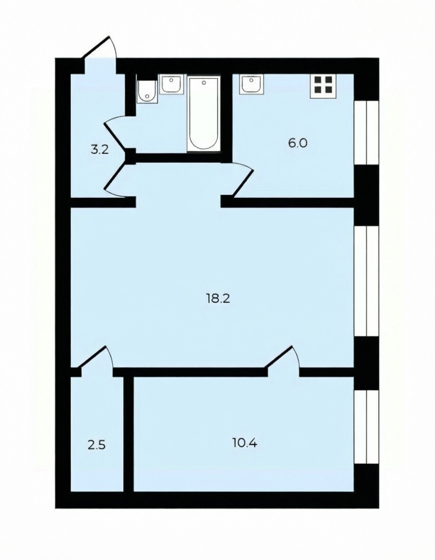 2-комнатная 43.2 м2 в ЖК undefined корпус null этаж 1