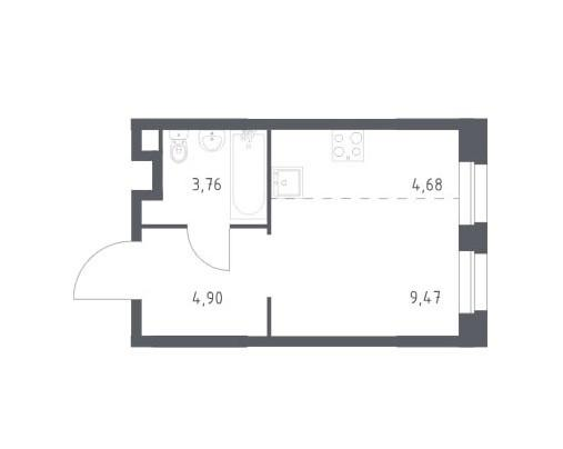 Студия 22.8 м2 в ЖК undefined корпус null этаж 13